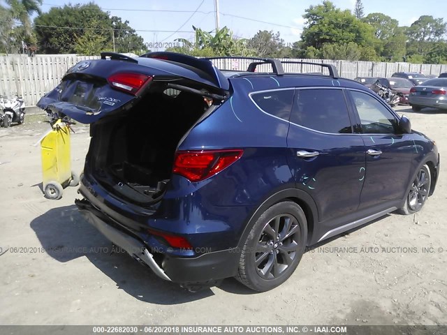 5XYZW4LA0HG399676 - 2017 HYUNDAI SANTA FE SPORT  BLUE photo 4