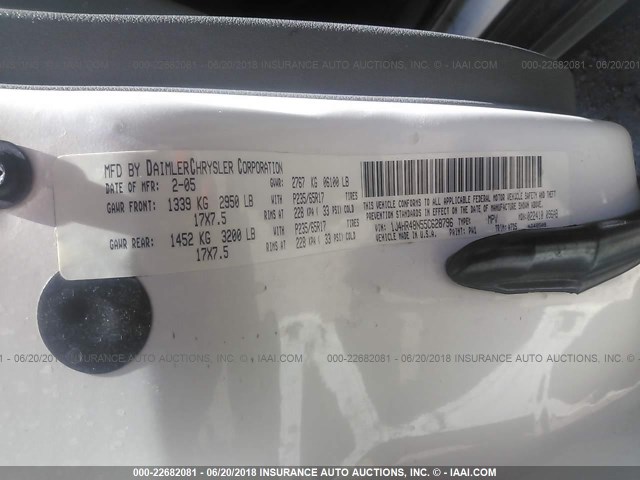 1J4HR48N55C628796 - 2005 JEEP GRAND CHEROKEE LAREDO/COLUMBIA/FREEDOM 白色 照片 9