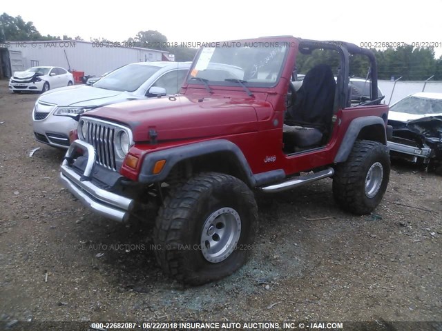 1J4FY19S0XP466150 - 1999 JEEP WRANGLER / TJ SPORT RED photo 2