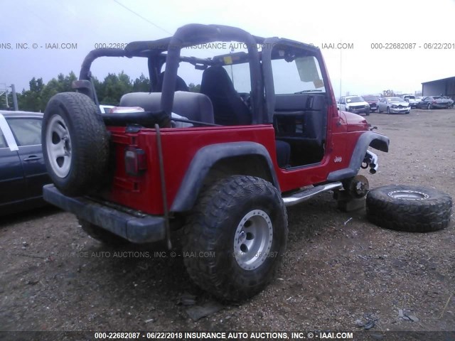 1J4FY19S0XP466150 - 1999 JEEP WRANGLER / TJ SPORT RED photo 4