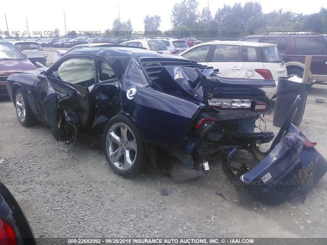 2C3CDYAG4EH154231 - 2014 DODGE CHALLENGER SXT BLUE photo 3