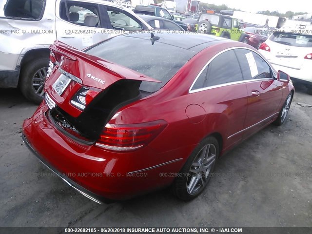 WDDKJ8JBXEF243572 - 2014 MERCEDES-BENZ E 350 4MATIC RED photo 4