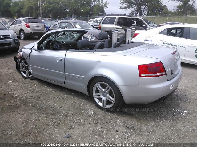 WAUDF48H08K009912 - 2008 AUDI A4 2.0T CABRIOLET QUATTRO SILVER photo 3