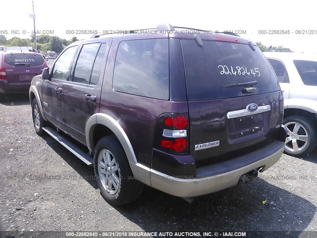 1FMEU74E57UA59326 - 2007 FORD EXPLORER EDDIE BAUER BURGUNDY photo 3