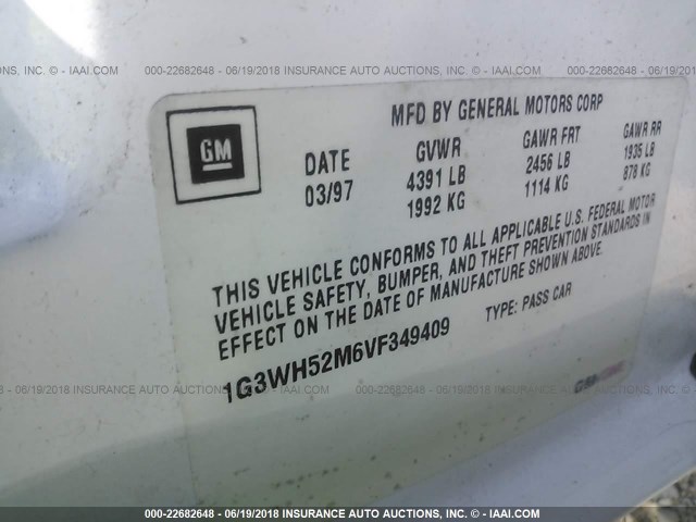 1G3WH52M6VF349409 - 1997 OLDSMOBILE CUTLASS SUPREME SL 白色 照片 9