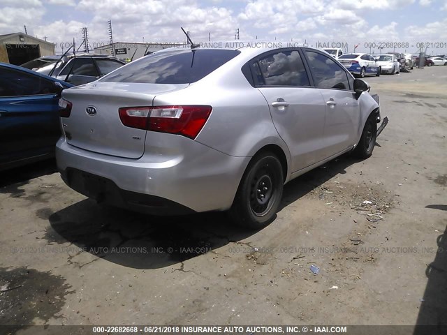 KNADM4A30D6097433 - 2013 KIA RIO LX SILVER photo 4