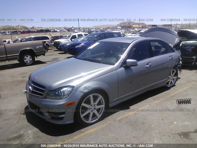 WDDGF8AB6EA943240 - 2014 MERCEDES-BENZ C 300 4MATIC SILVER photo 2