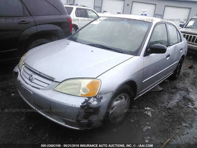 1HGES16561L026225 - 2001 HONDA CIVIC LX SILVER photo 2