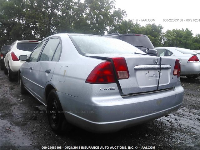 1HGES16561L026225 - 2001 HONDA CIVIC LX SILVER photo 3