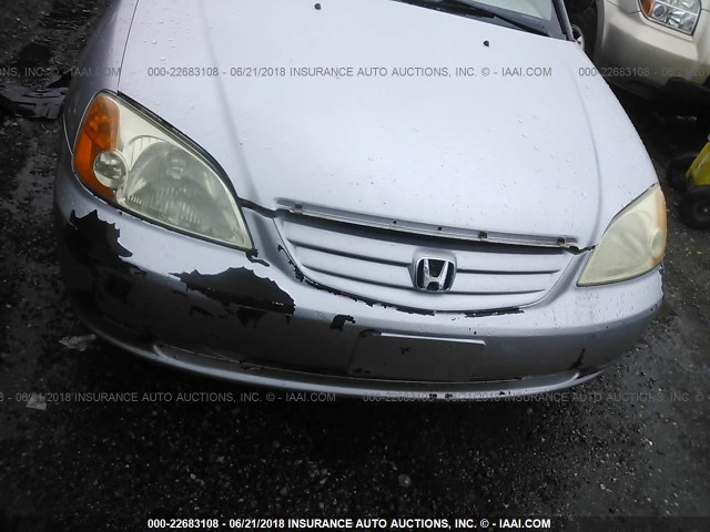 1HGES16561L026225 - 2001 HONDA CIVIC LX SILVER photo 6