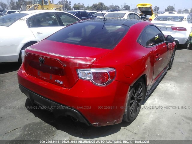 JF1ZNAA18D1700831 - 2013 TOYOTA SCION FR-S RED photo 4