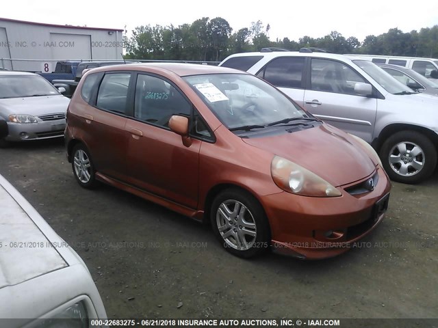 JHMGD38697S043519 - 2007 HONDA FIT S ORANGE photo 1