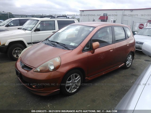 JHMGD38697S043519 - 2007 HONDA FIT S ORANGE photo 2