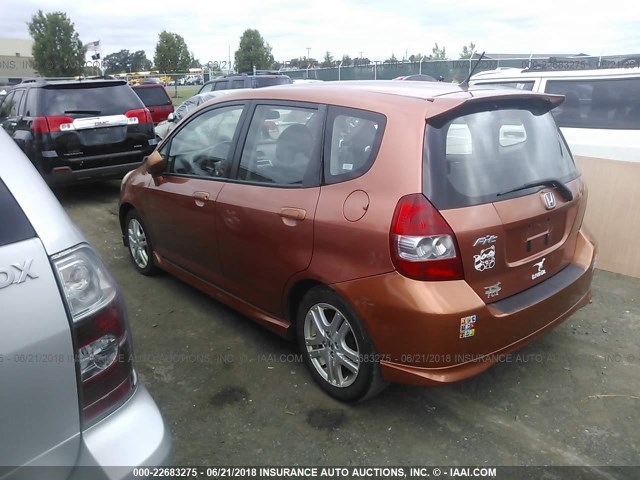 JHMGD38697S043519 - 2007 HONDA FIT S ORANGE photo 3