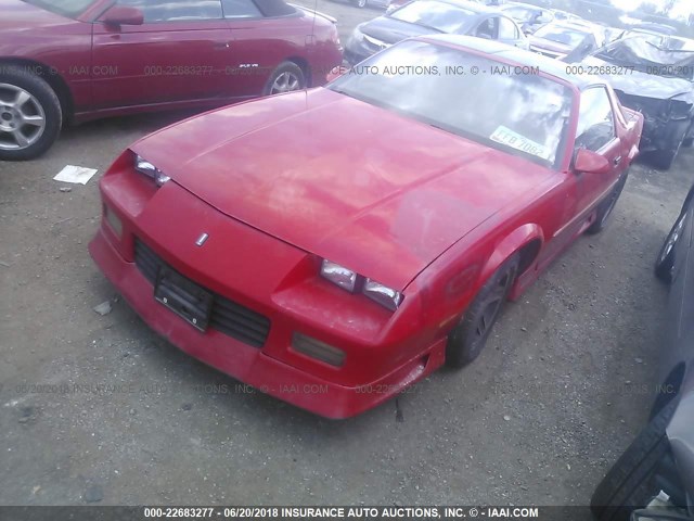 1G1FP23E4ML200594 - 1991 CHEVROLET CAMARO RS RED photo 2