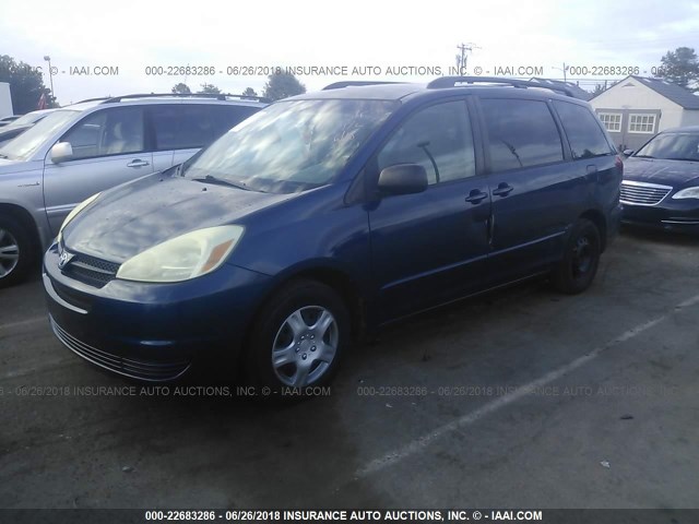 5TDZA23CX4S099841 - 2004 TOYOTA SIENNA CE/LE BLUE photo 2