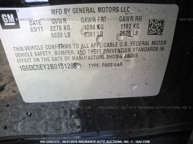 1G6DC5EY2B0151268 - 2011 CADILLAC CTS BLACK photo 9