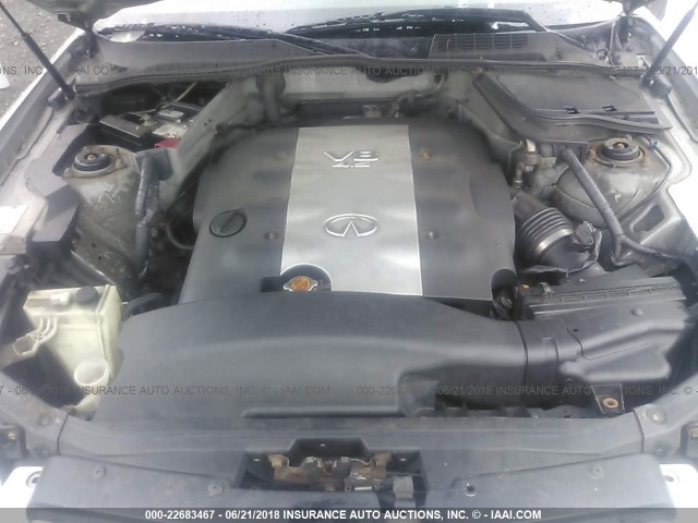 JNRBS08W03X000653 - 2003 INFINITI FX45 GRAY photo 10