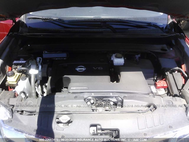 5N1AR2MM4FC721685 - 2015 NISSAN PATHFINDER S/SV/SL/PLATINUM RED photo 10