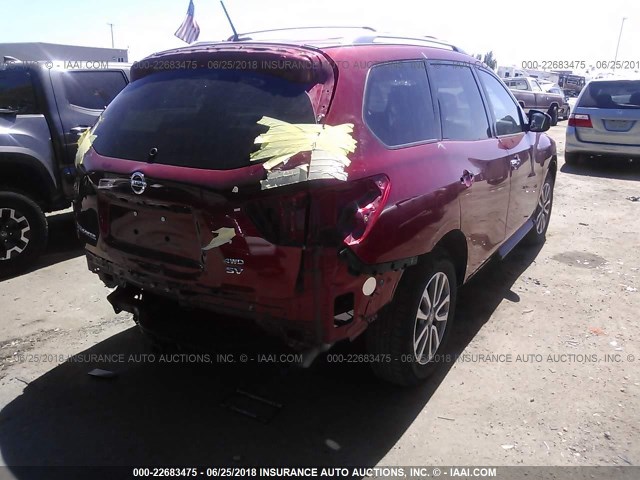 5N1AR2MM4FC721685 - 2015 NISSAN PATHFINDER S/SV/SL/PLATINUM RED photo 4