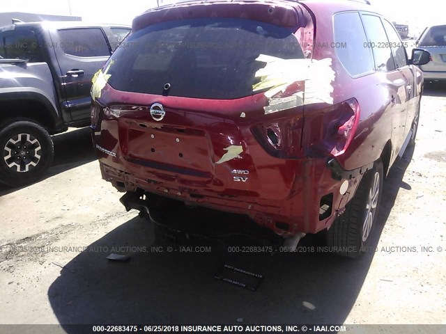5N1AR2MM4FC721685 - 2015 NISSAN PATHFINDER S/SV/SL/PLATINUM RED photo 6