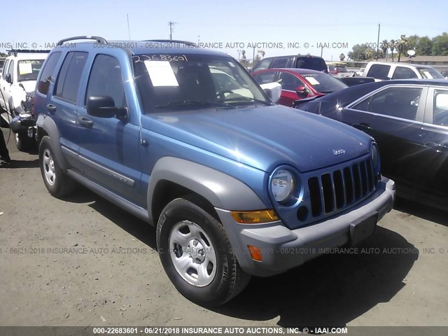 1J4GL48K15W557176 - 2005 JEEP LIBERTY SPORT BLUE photo 1