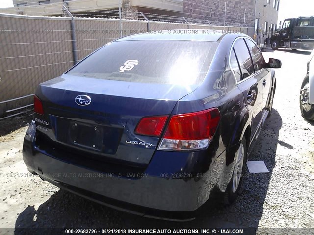 4S3BMCB62A3221406 - 2010 SUBARU LEGACY 2.5I PREMIUM BLUE photo 4