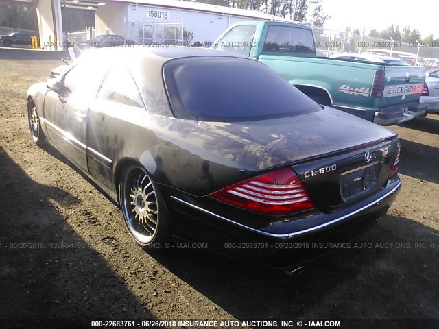 WDBPJ78J82A026715 - 2002 MERCEDES-BENZ CL 600 BLACK photo 3