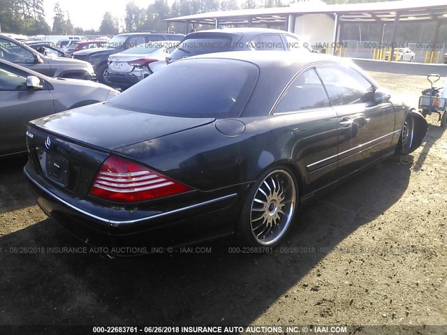 WDBPJ78J82A026715 - 2002 MERCEDES-BENZ CL 600 BLACK photo 4