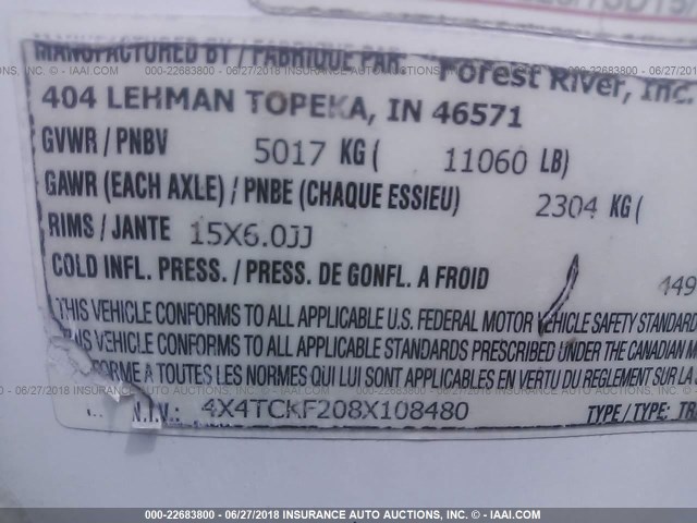 4X4TCKF208X108480 - 2008 CHEROKEE ACKT30F  Unknown photo 9