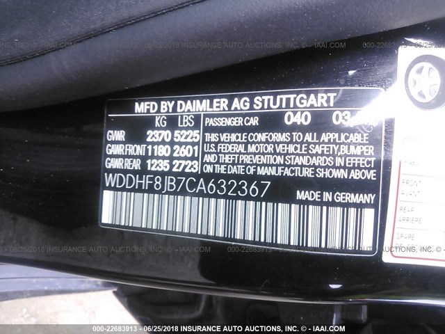 WDDHF8JB7CA632367 - 2012 MERCEDES-BENZ E 350 4MATIC BLACK photo 9