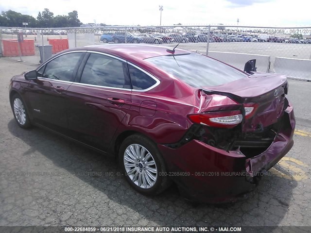 3FA6P0LU5DR167969 - 2013 FORD FUSION SE HYBRID BURGUNDY photo 3