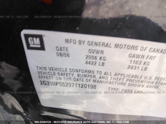 2G2WP552971120198 - 2007 PONTIAC GRAND PRIX BLACK photo 9