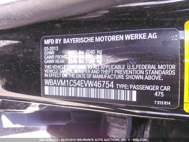 WBAVM1C54EVW46754 - 2014 BMW X1 SDRIVE28I BLACK photo 9