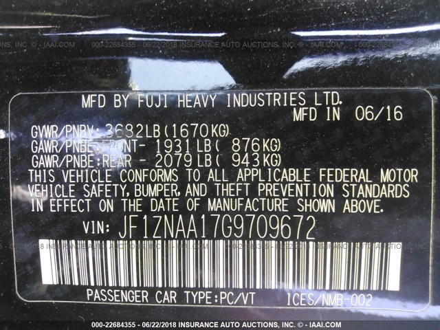 JF1ZNAA17G9709672 - 2016 TOYOTA SCION FR-S BLACK photo 9