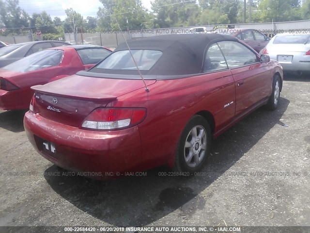 2T1FF22P81C506245 - 2001 TOYOTA CAMRY SOLARA SE/SLE RED photo 4