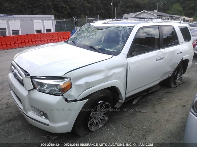 JTEZU5JR8B5019368 - 2011 TOYOTA 4RUNNER SR5/LIMITED WHITE photo 2