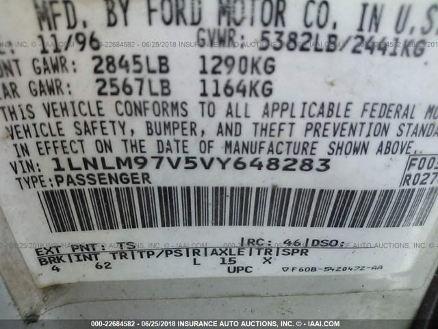 1LNLM97V5VY648283 - 1997 LINCOLN CONTINENTAL  银色 照片 9