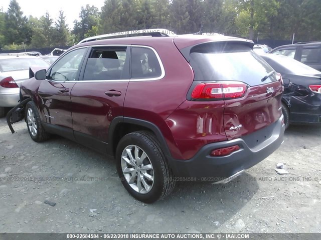 1C4PJMDS0GW131452 - 2016 JEEP CHEROKEE LIMITED RED photo 3