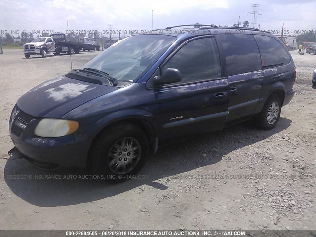 2B4GP44G71R188223 - 2001 DODGE GRAND CARAVAN SPORT BLUE photo 2