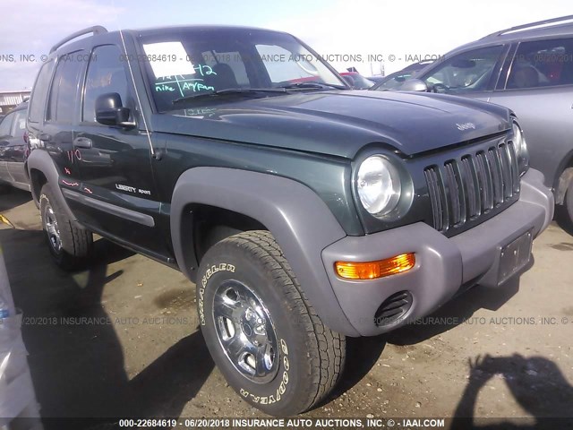 1J4GL48K63W648716 - 2003 JEEP LIBERTY SPORT/FREEDOM GREEN photo 1