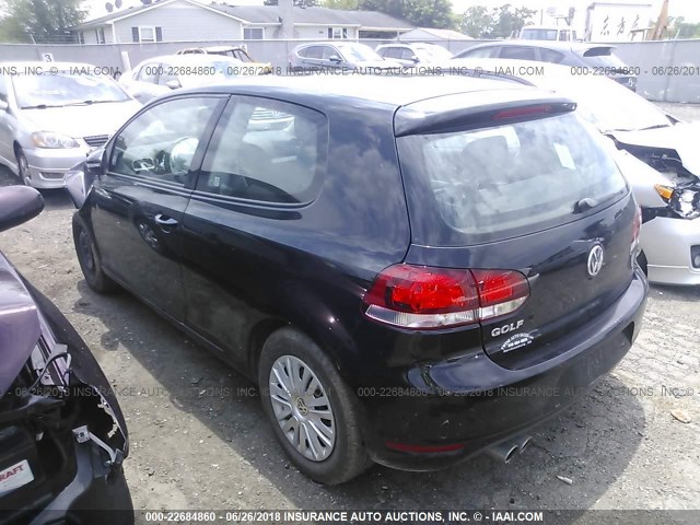 WVWAA7AJ2BW022857 - 2011 VOLKSWAGEN GOLF BLACK photo 3
