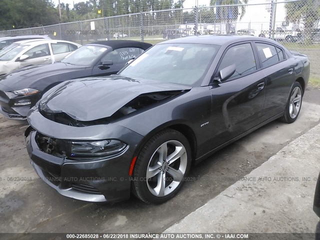 2C3CDXCT7JH223492 - 2018 DODGE CHARGER R/T GRAY photo 2