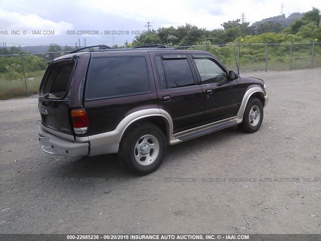 1FMDU74E21ZA10851 - 2001 FORD EXPLORER EDDIE BAUER BURGUNDY photo 4