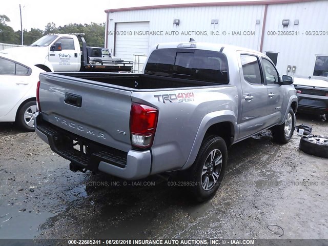 5TFCZ5AN4HX075345 - 2017 TOYOTA TACOMA DBL CAB/SR/TRDSPT/OR/PRO ვერცხლისფერი ფოტო 4