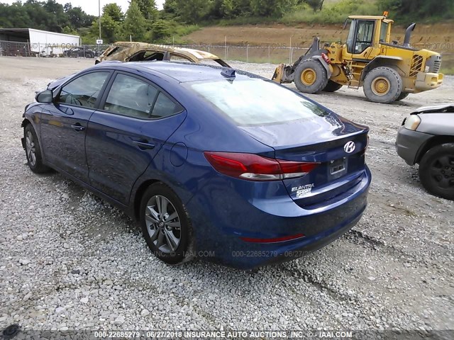 5NPD84LFXJH282623 - 2018 HYUNDAI ELANTRA SEL/VALUE/LIMITED BLUE photo 3