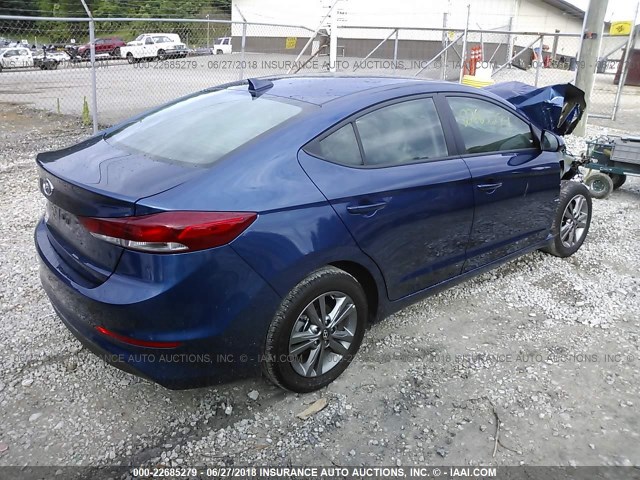 5NPD84LFXJH282623 - 2018 HYUNDAI ELANTRA SEL/VALUE/LIMITED BLUE photo 4