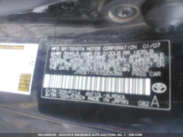 JTKDE177X70205386 - 2007 TOYOTA SCION TC 黑色 照片 9