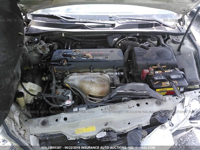 4T1BE32KX2U004266 - 2002 TOYOTA CAMRY LE/XLE/SE ვერცხლისფერი ფოტო 10