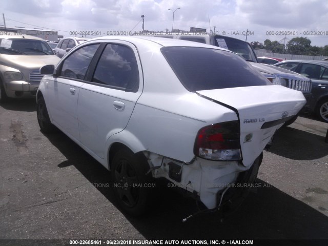 KL1TD56636B668857 - 2006 CHEVROLET AVEO LS WHITE photo 3